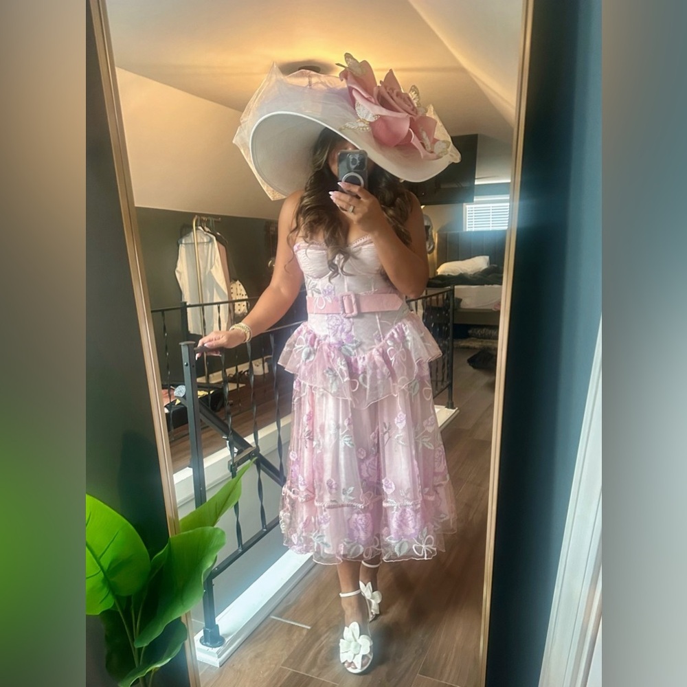 For Love And Lemons Pink Floral Midi Dress - Picture 4 of 4